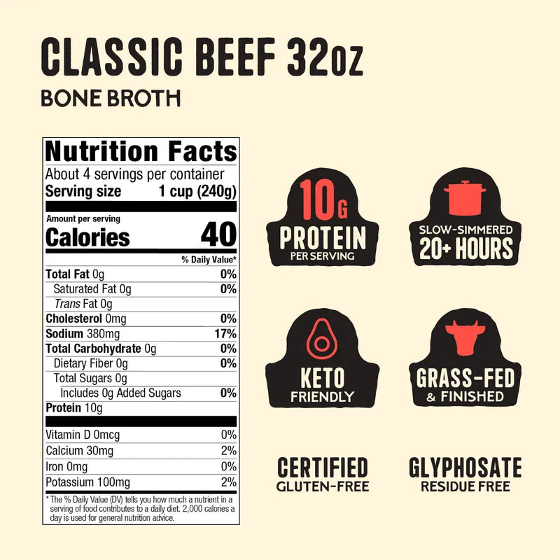 4 Pack: Beef Bone Broth Bundle 32oz