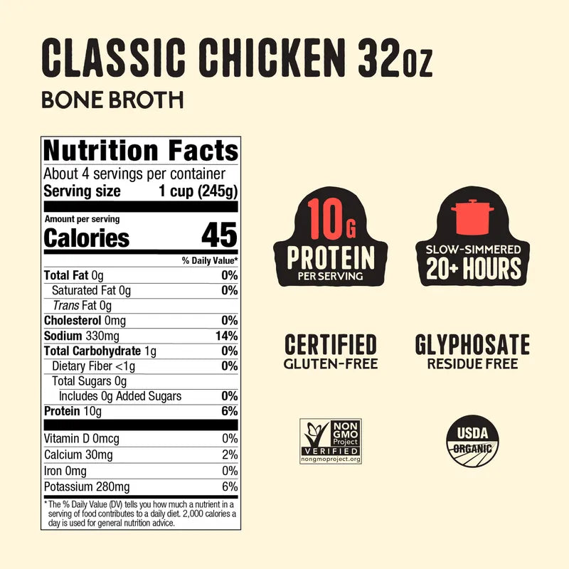 4 Pack: Chicken Bone Broth Bundle 32oz