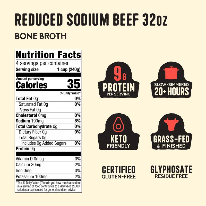4 Pack: Reduced Sodium Beef Broth 32oz
