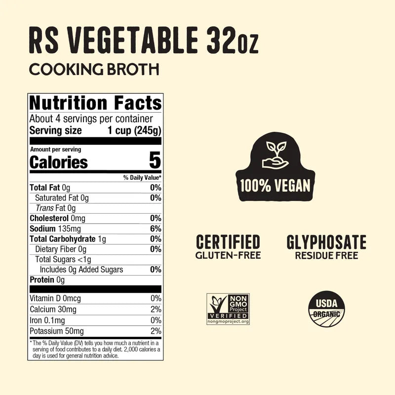 4 Pack: Vegetable Low Sodium Broth 32oz