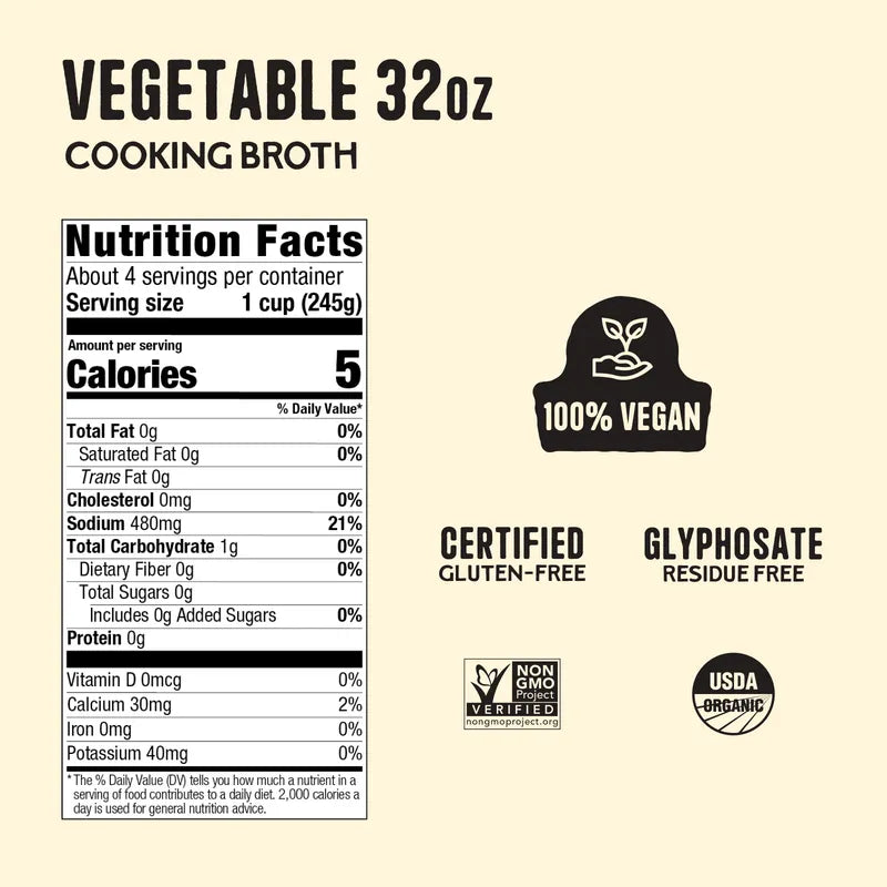 4 Pack: Vegetable Broth 32oz