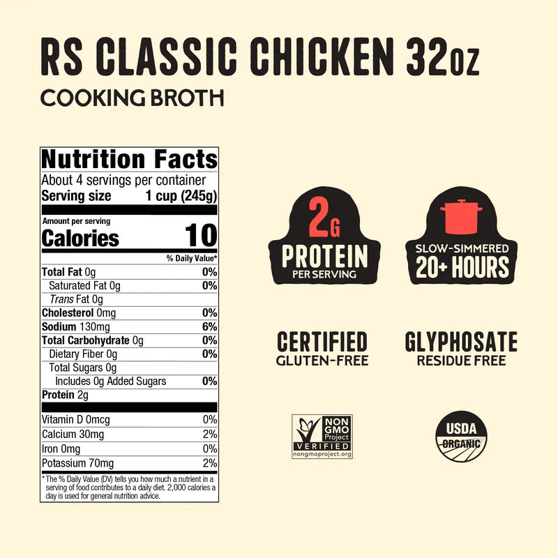 4 Pack: Chicken Low Sodium Cooking Broth 32oz