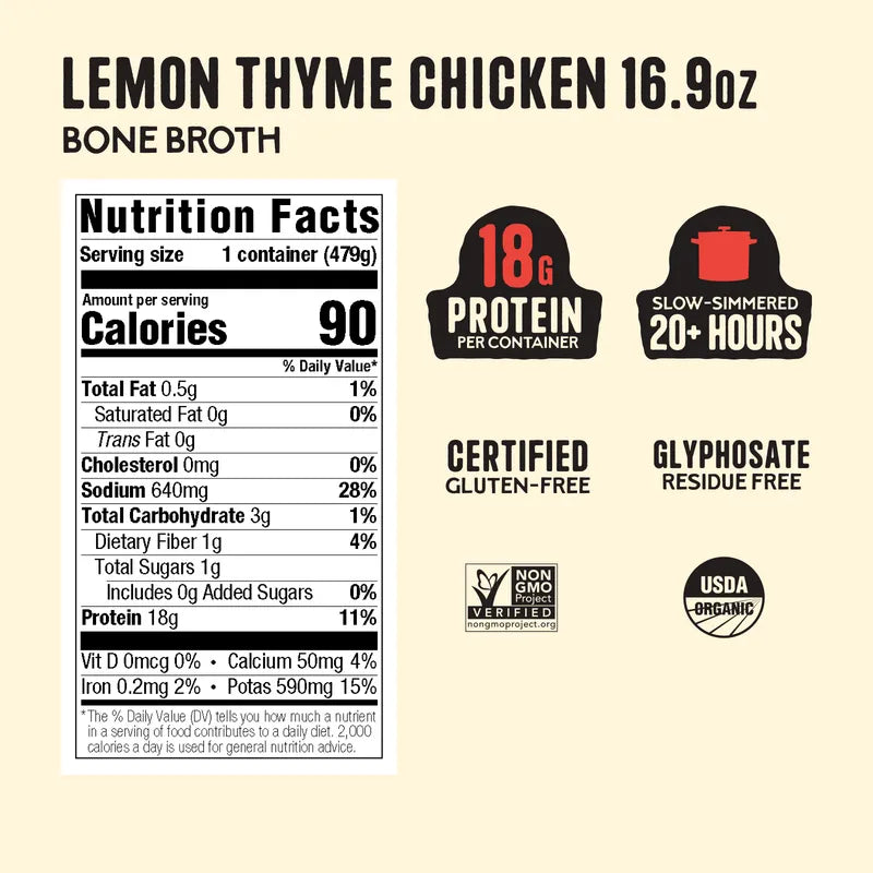 Lemon Thyme Chicken Bone Broth
